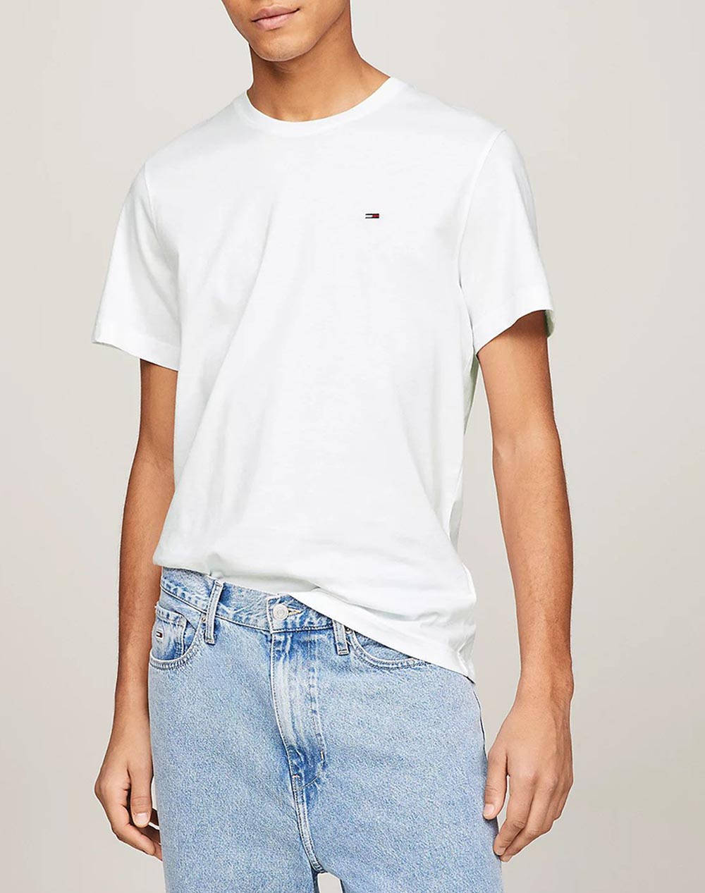 Tommy Jeans Tjm Jersey Tee Ανδρας Ρουχα Μπλουζες T Shirt White Βαμβακι Dm0dm04411 100 - Koolfly