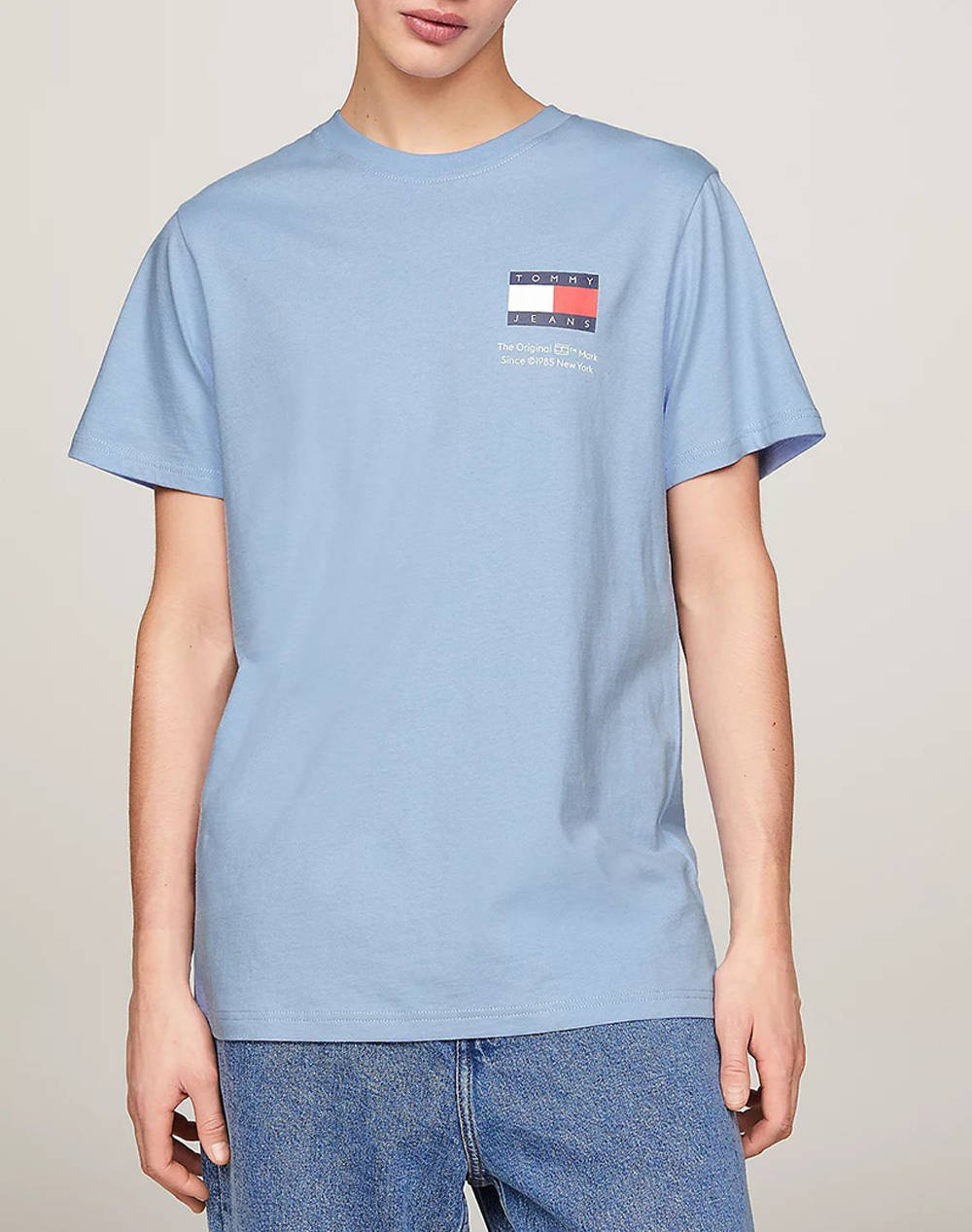 Tommy Jeans Tjm Essential Flag Tee Ext Men Clothes T Shirts & Sweatshirts T Shirts Lightblue Cotton Dm0Dm18263 C3S Male T-Shirts Blue