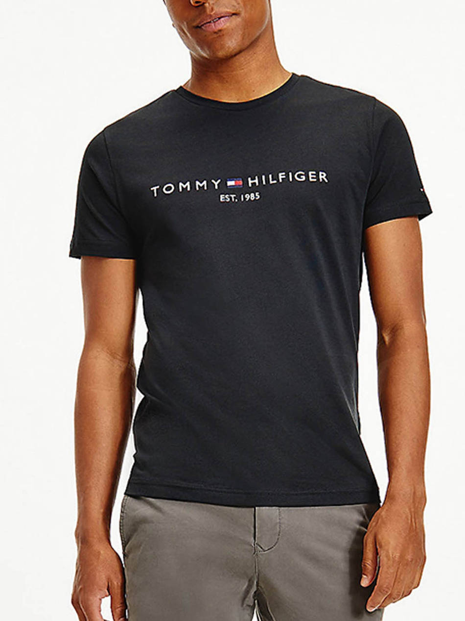 Tommy Hilfiger Core Tommy Logo Tee Men Clothes T Shirts & Sweatshirts T Shirts Black Cotton Mw0Mw11465 Bas Male T-Shirts Black