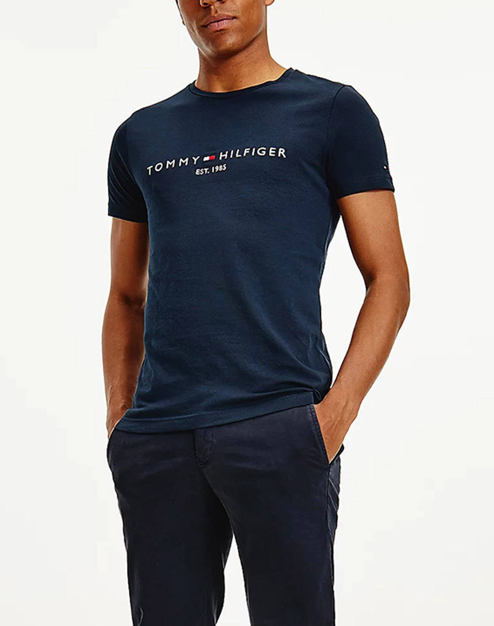 Tommy Hilfiger Μπλουζα Core Tommy Logo Tee Ανδρας Ρουχα Μπλουζες T Shirt Darkblue Βαμβακι Mw0Mw11465 403