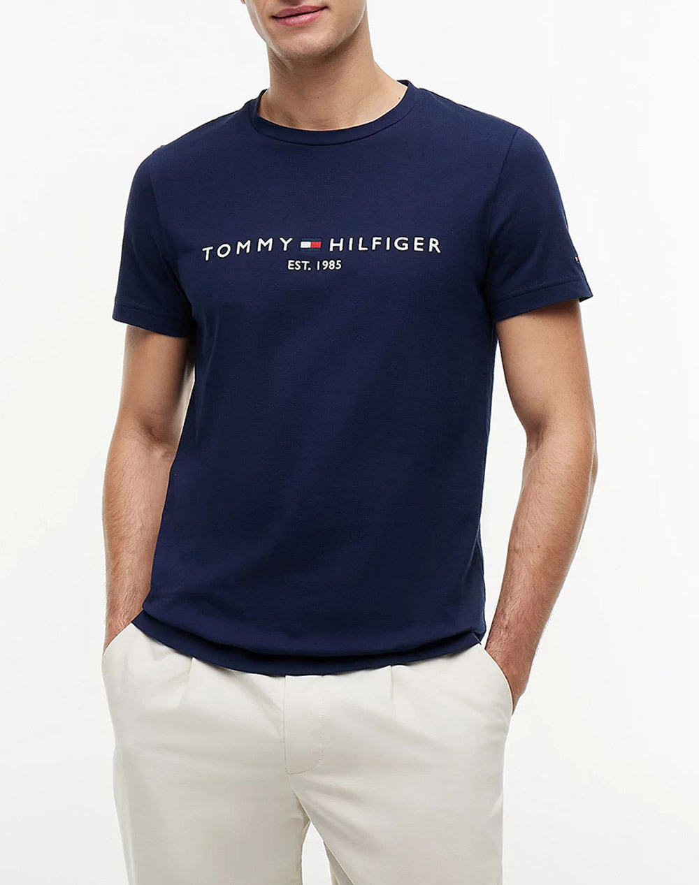 Tommy Hilfiger Tommy Logo Tee Ανδρας Ρουχα Μπλουζες T Shirt Navyblue Βαμβακι Mw0mw11797 Dcc - Koolfly