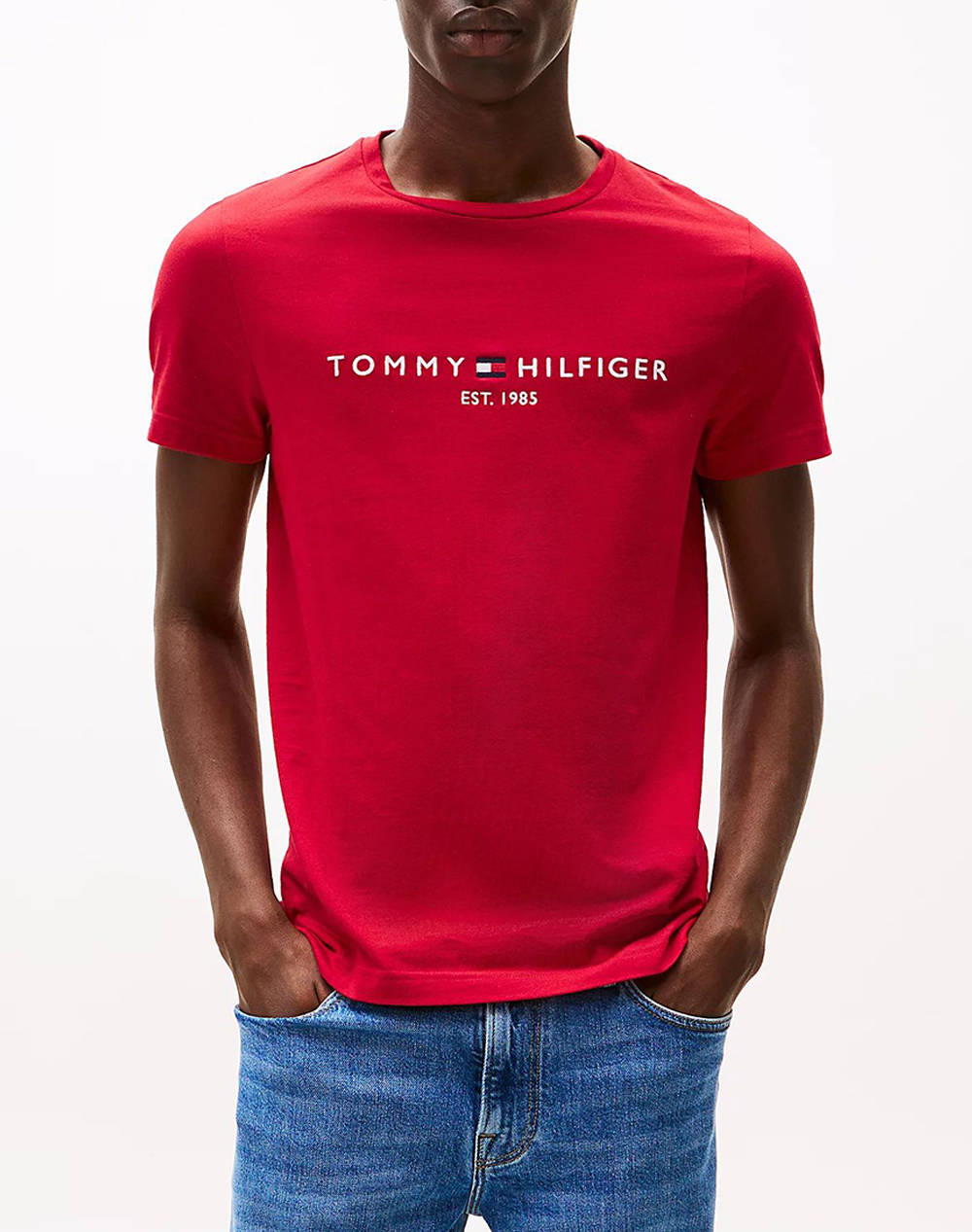 Tommy Hilfiger Tommy Logo Tee Men Clothes T Shirts & Sweatshirts T Shirts Valentinered Cotton Mw0Mw11797 Xld Male T-Shirts