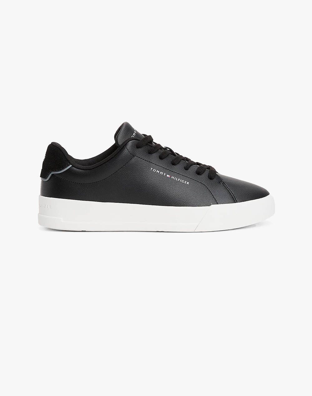 Tommy Hilfiger Th Court Lth Detail Ess Men Footwear Sneakers Black Imitation Leather,Leather Fm0Fm05367 Bds Male Sneakers Black
