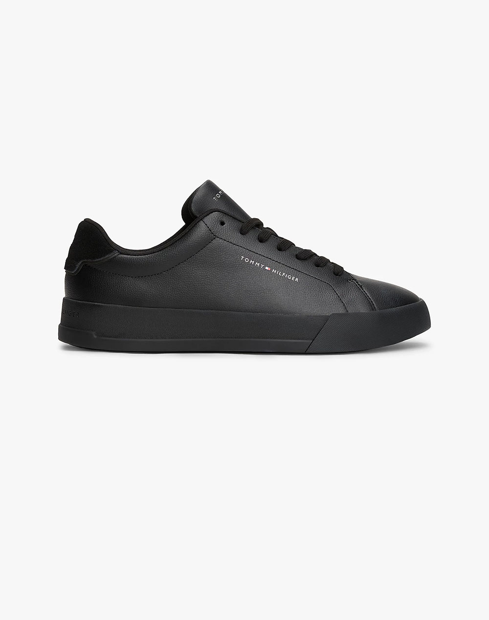 Tommy Hilfiger Th Court Lth Detail Ess Men Footwear Sneakers Totalblack Imitation Leather,Leather Fm0Fm05367 0Gj Male Sneakers Black