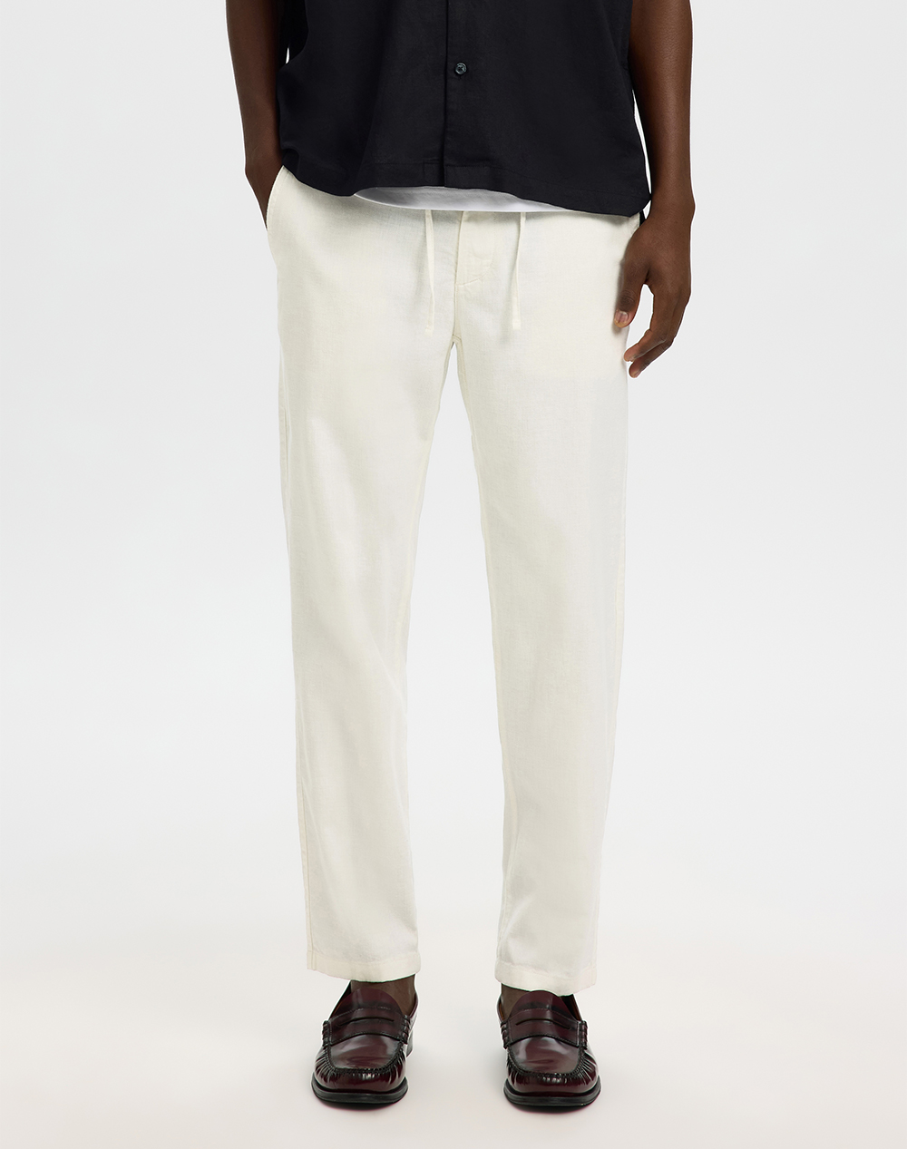 Selected Slm172 Slimtape Brody Linen Bld Pnt Noos Ανδρας Ρουχα Παντελονια Chinos Offwhite Βαμβακιλινομε Ελασταν 16087636 Cloud Dancer