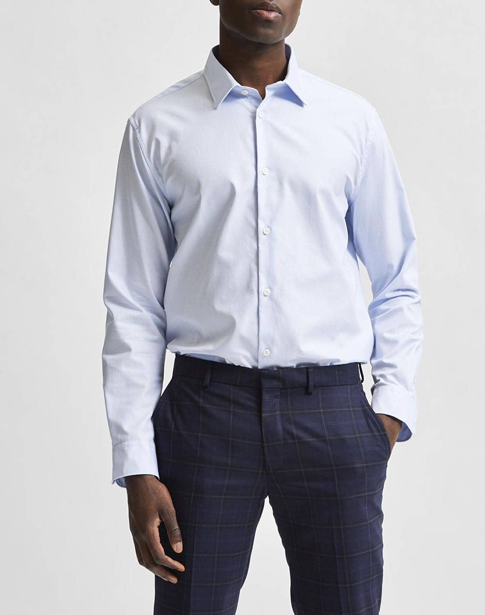 Selected Slhslimethan Shirt Ls Classic Noos Men Clothes Shirts Lightblue Cotton 16080200 Light Blue Male Shirts Blue