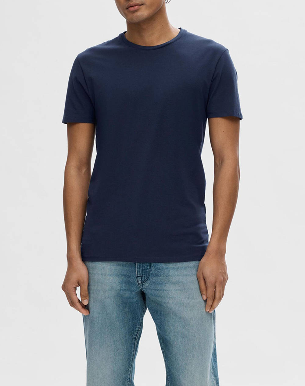 Selected Slhnewpima Ss O Neck Tee Noos Men Clothes T Shirts & Sweatshirts T Shirts Navyblue Cotton,Elastic 16073457 Navy Blazer Male T-Shirts Blue