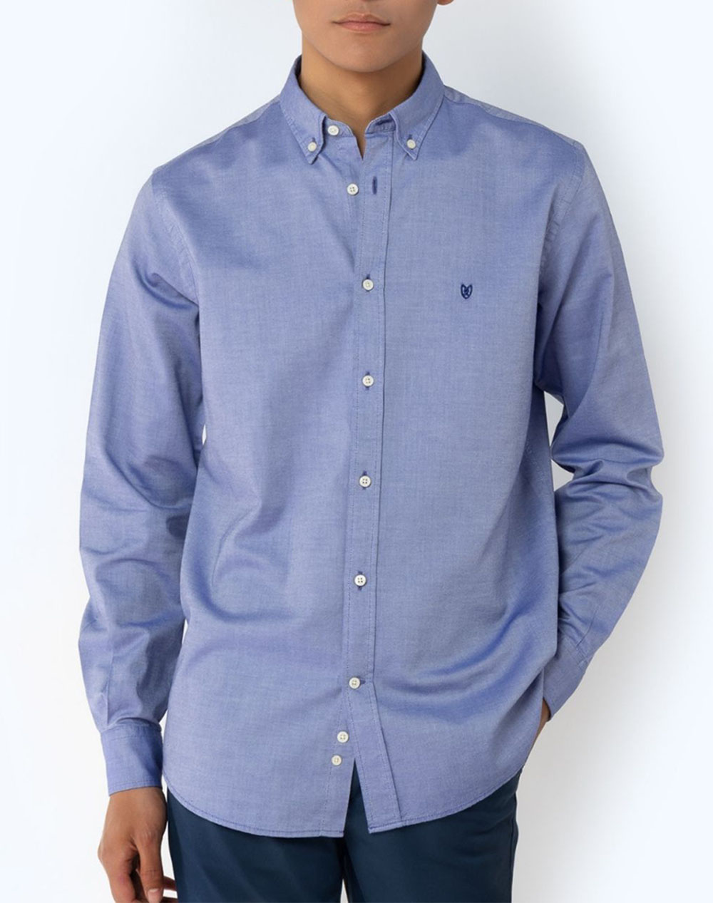 The Bostonians Shirt Oxford Regular Fit Plain Oxford Button Down Regular Fit Men Clothes Shirts Indigo Cotton 3Aap0571 Sax Male Shirts