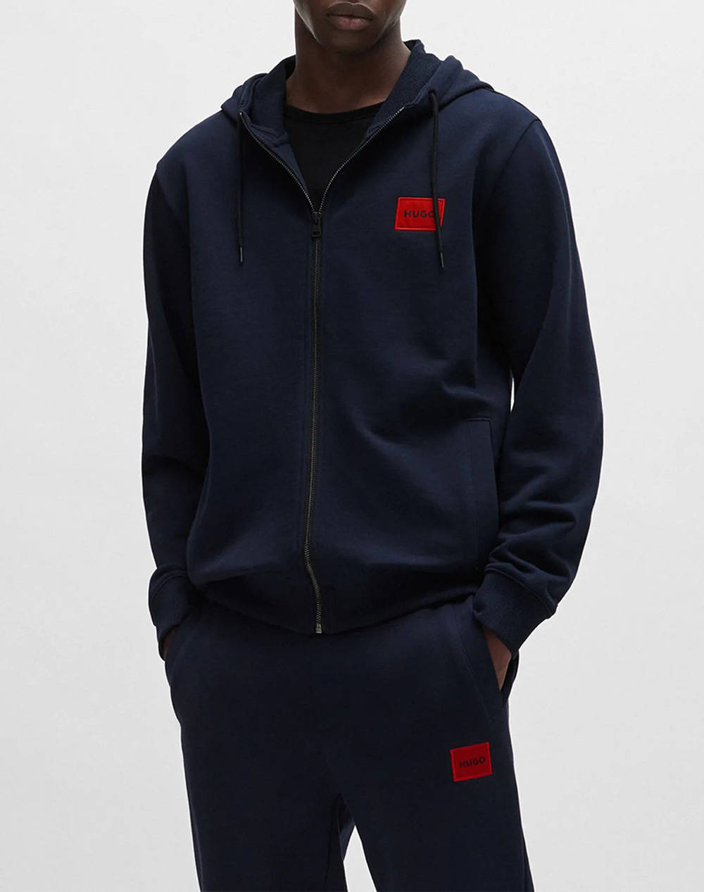 Hugo Daple212 10231445 01 Men Clothes Jackets Zip Through Hoodies Darkblue Cotton 50447972 405 Male Zip Through Hoodies Blue