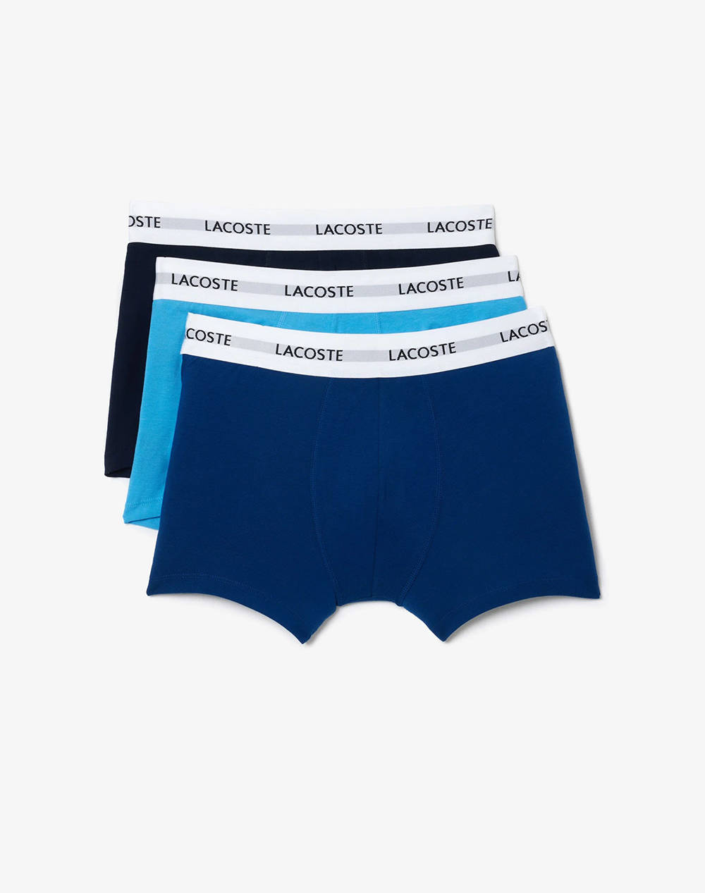 Lacoste Trunkpack 3 Trunks Men Underwear Briefs Boxer Briefs Navyblue Cotton,Elastic 35H5150 I7N Male Boxer Briefs Blue