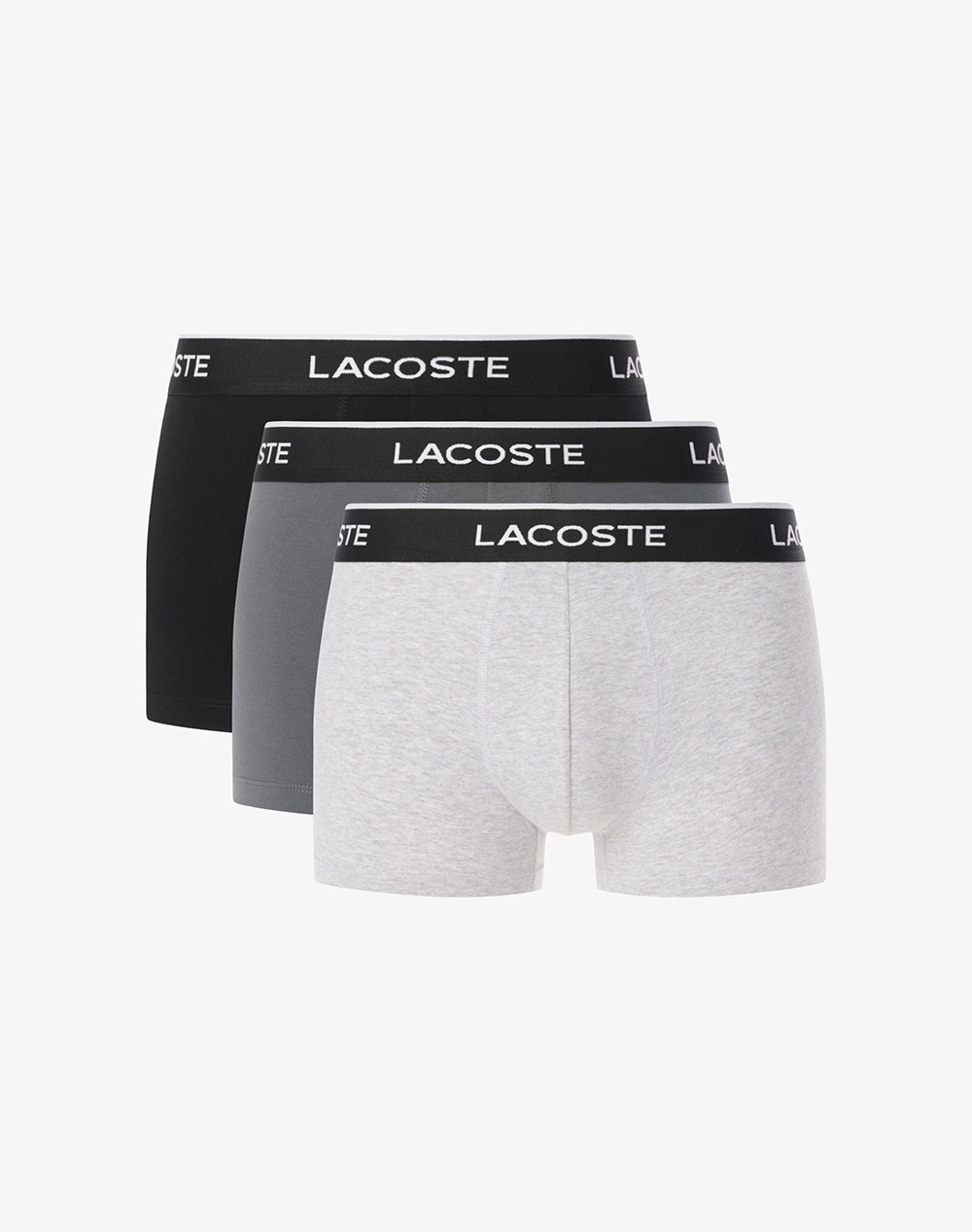 Lacoste Σετ 3 Εσωρουχων Trunk Ανδρας Εσωρουχα Σλιπ Μποξερ Darkgray Βαμβακιμε Ελασταν 35H1300 2Ix