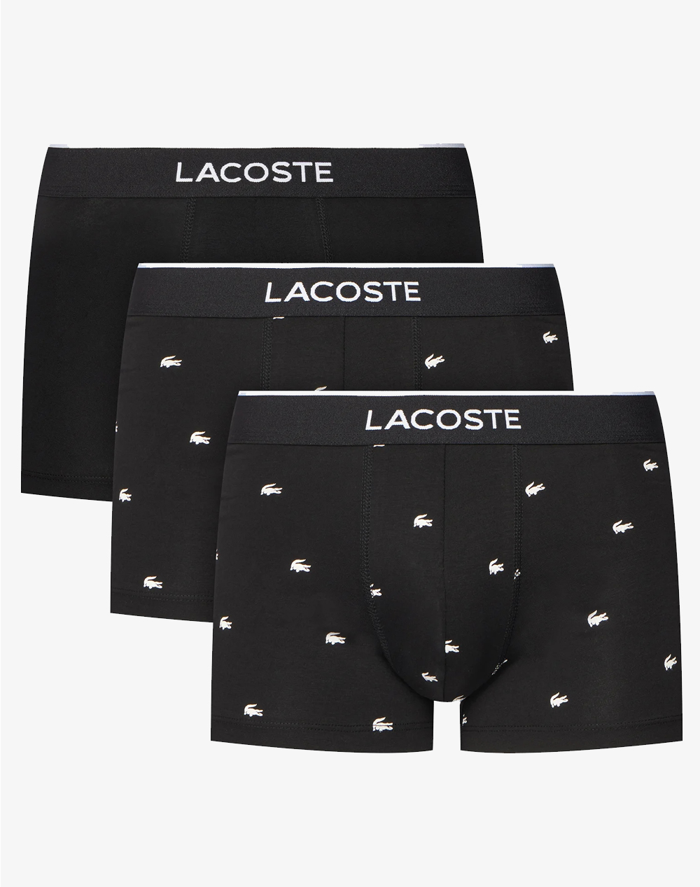 Lacoste Σετ 3 Εσωρουχων Trunk Ανδρας Εσωρουχα Σλιπ Μποξερ Black Βαμβακιμε Ελασταν 35H1299 031