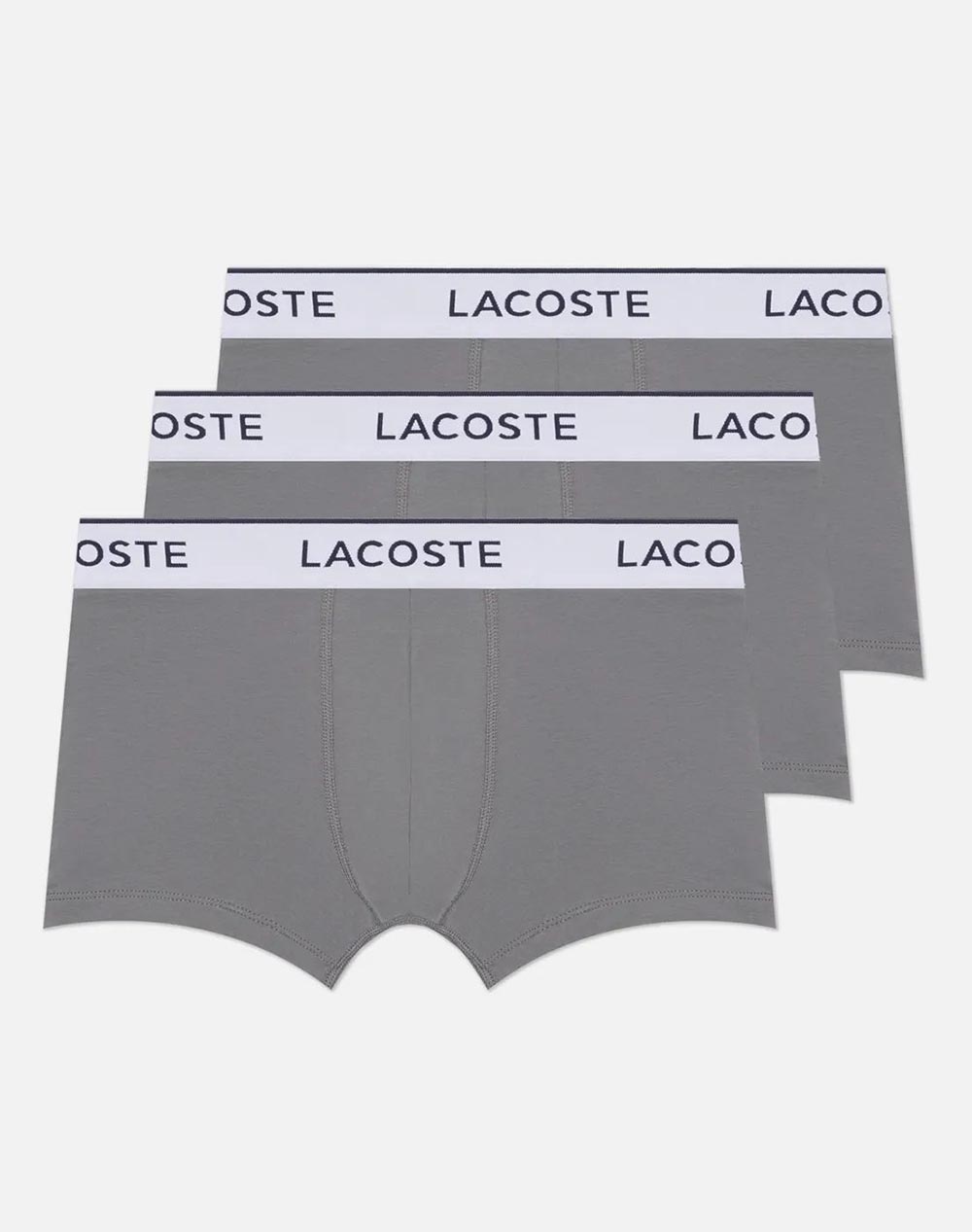 Lacoste Σετ 3 Εσωρουχων Trunk Underwear Trunk Ανδρας Εσωρουχα Σλιπ Μποξερ Gray Βαμβακιμε Ελασταν 35H9002 S6K