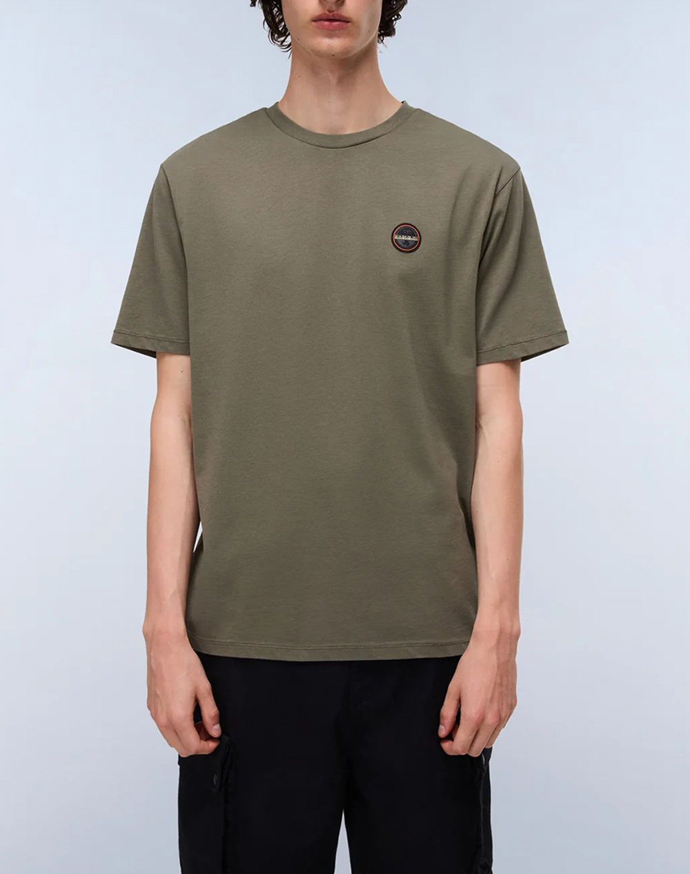 Napapijri S Badge Ss 1 Ανδρας Ρουχα Μπλουζες T Shirt Khaki Βαμβακι Np0A8949 Npg0A