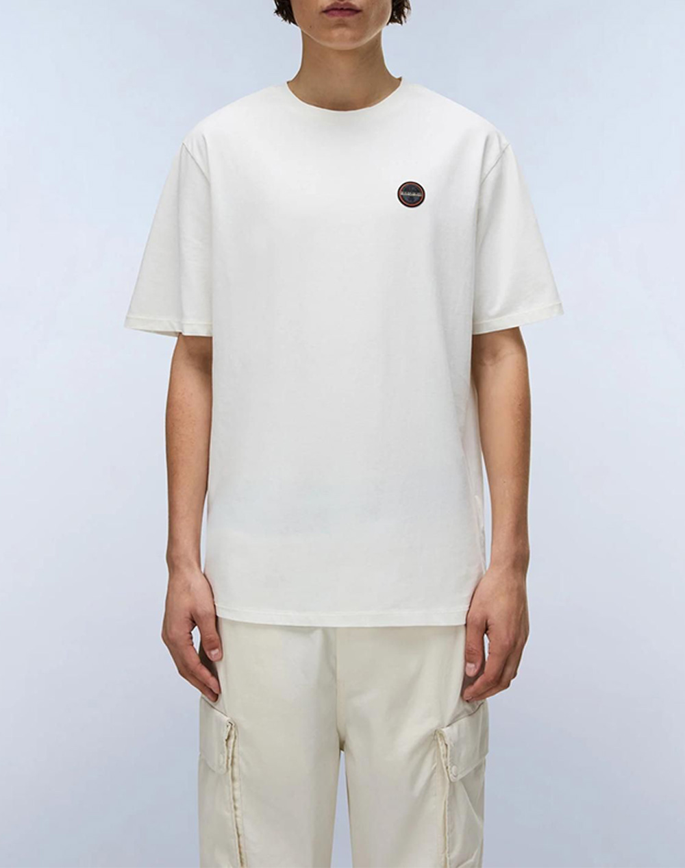 Napapijri S Badge Ss 1 Ανδρας Ρουχα Μπλουζες T Shirt Offwhite Βαμβακι Np0a8949 Np206 - Koolfly