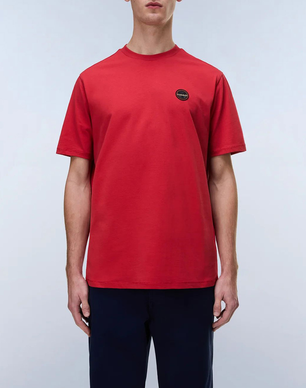 Napapijri S Badge Ss 1 Ανδρας Ρουχα Μπλουζες T Shirt Red Βαμβακι Np0A8949 Npraq