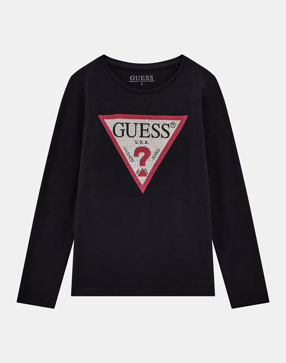 Guess Ls T Shirt Kids Girl Kids Girl Clothes Shirts Black Cotton,Elastic J2Yi50K6Yw1 Jblk Female Shirts Black
