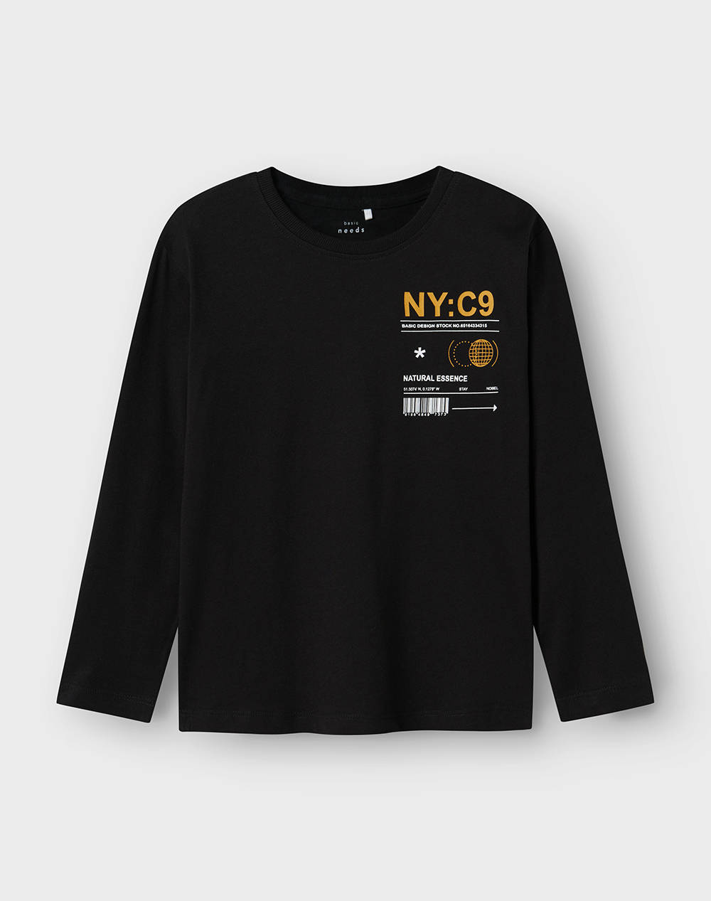 Name It Nkmvagno Ls Loose Top Kids Boy Clothes T Shirts Black Cotton 13224968 Blackny Male T-Shirts Black