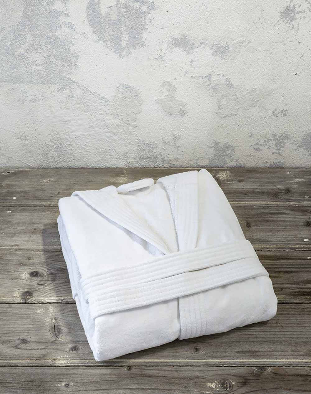 Nima Bathrobe With Hood Zen Large White Home Bathroom Bathrobes One Color Cotton N25397 Bathrobes