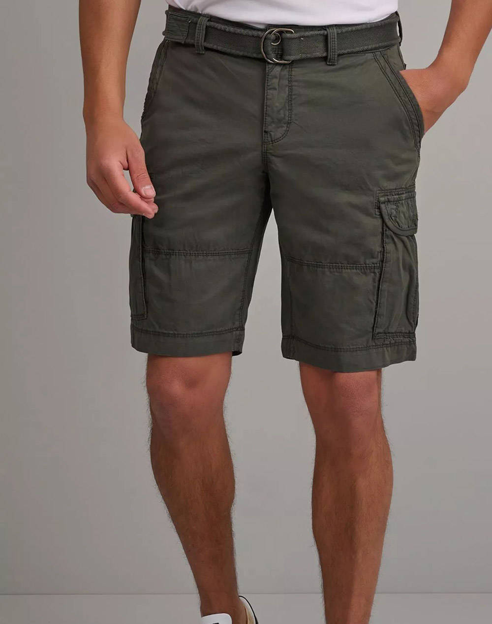 Navy & Green Bermuda Shorts Cargo With Belt Men Clothes Shorts/Bermudas Cargo Gray Cotton 24Re.114/V.1 Dk Forest Male Cargo