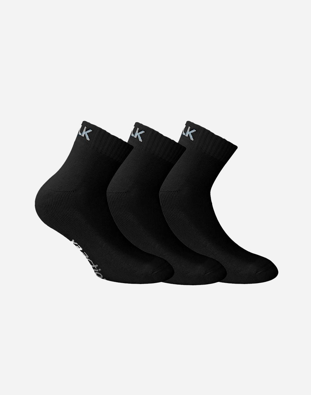 Walk Men Cotton Sports Semi Socks Pack 3 Pair Men Accessories Socks Black Cotton,Elastic,Synthetic V17 020202/Μαυρο Male Socks Black