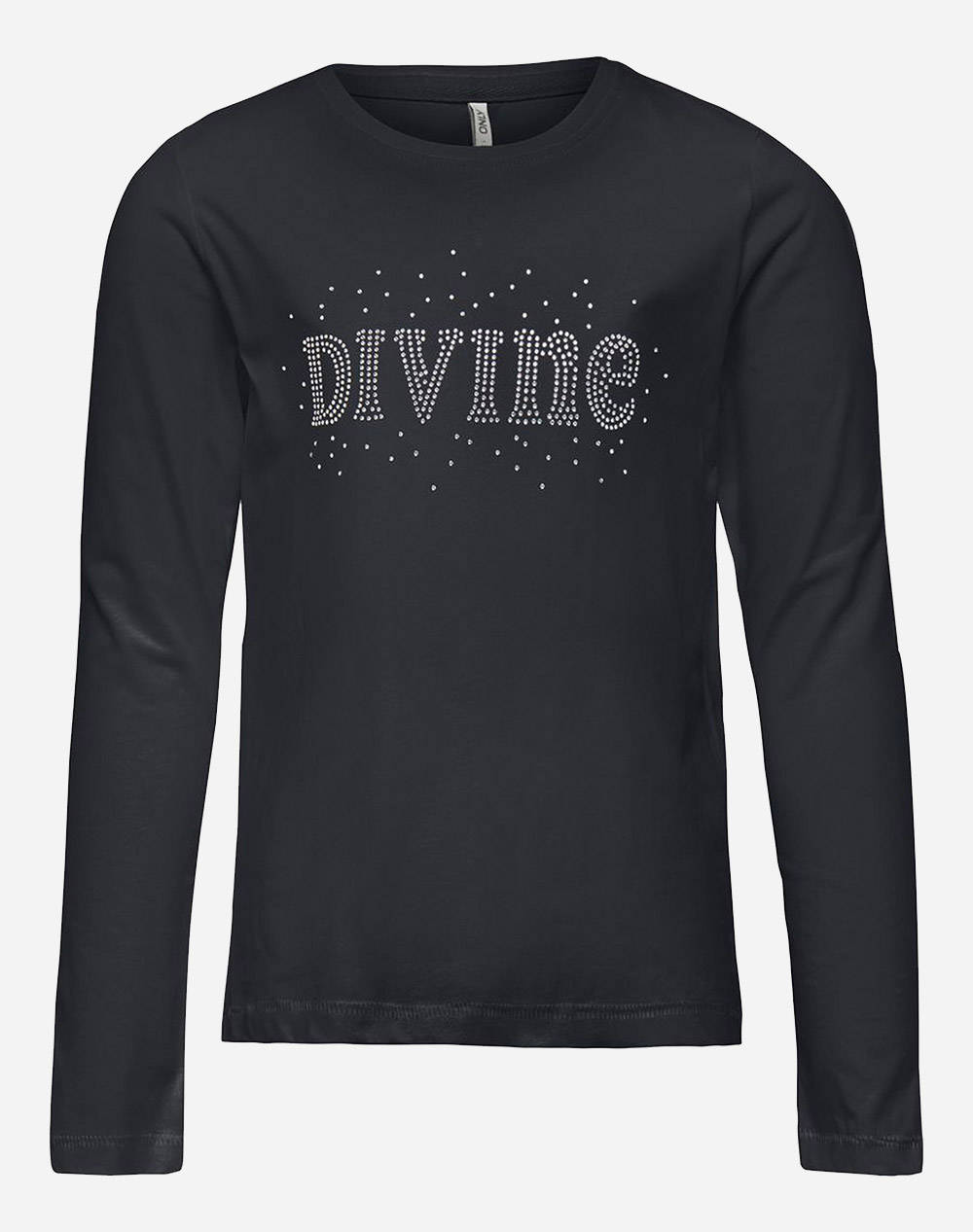 Only Kogerin Reg L/S Rhinestone Top Box Jrs Top Kids Girl Clothes Shirts Darkslategrey Cotton 15271326 Phantom Female Shirts
