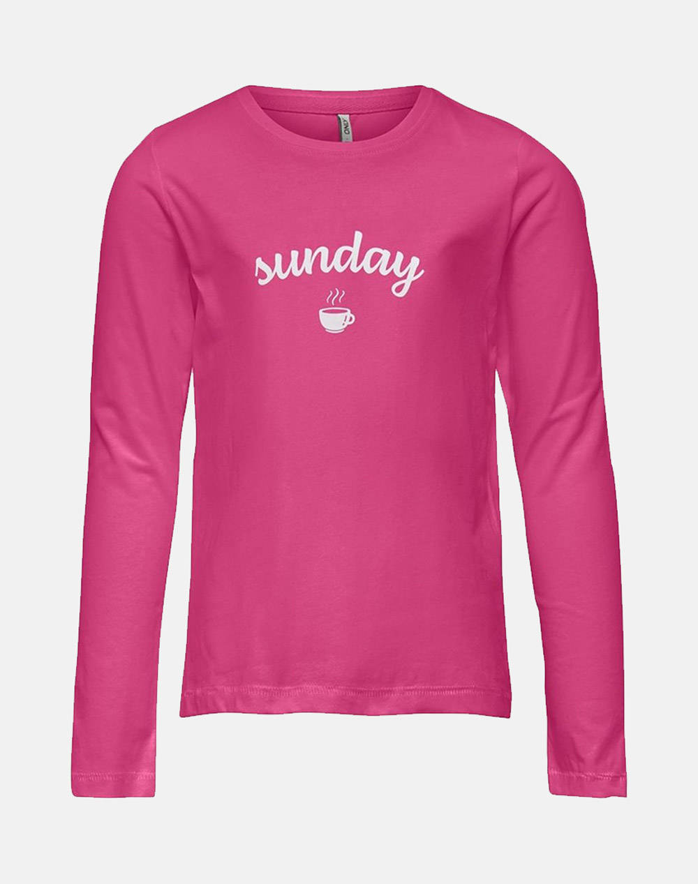 Only Kogweekday Reg L/S Figure Top Box Jrs Top Kids Girl Clothes Shirts Fuchsia Cotton 15271348 Fuchsia Rose Female Shirts