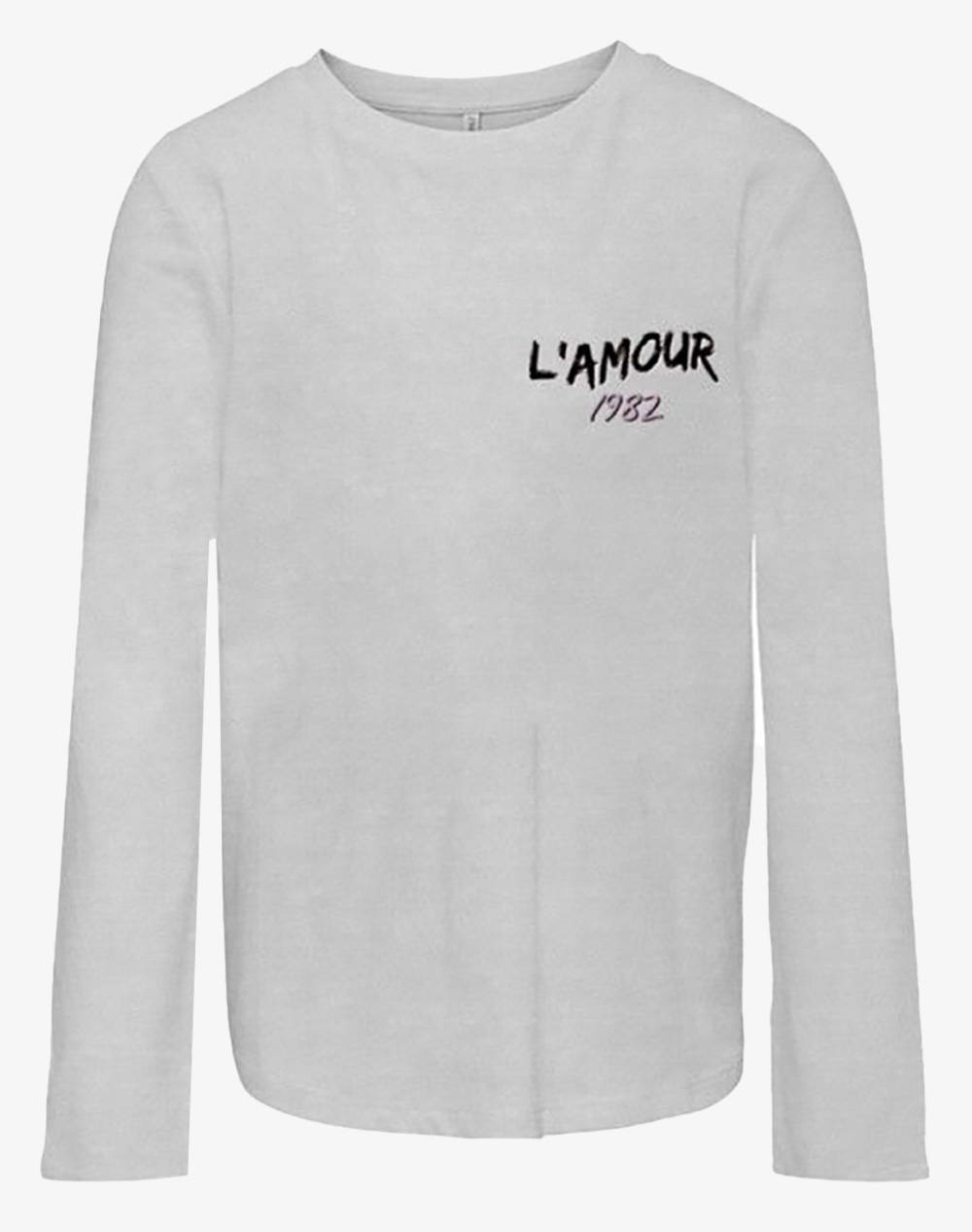 Only T Shirt Koghollie Reg L/S Love Top Box Jrs Kids Girl Clothes Shirts Gray Cotton 15275495 Light Grey Melange Female Shirts