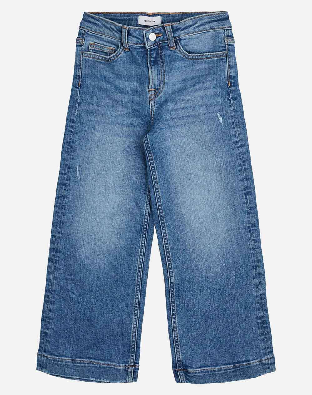 Vero Moda Vmdaisy Wide Jeans Ra310 Girl Trousers Kids Girl Clothes Trousers Denimblue Cotton,Elastic 10272203 Medium Blue Denim Female Trousers Blue