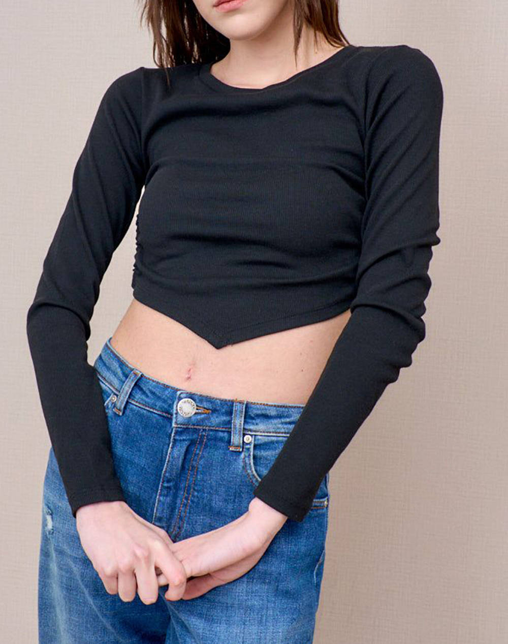 Only Onltrina L/S Rib Top Box Jrs Women Clothes Tops Tops/Bodies Black Viscose,Elastic,Synthetic 15284979 Black Female Tops/Bodies Black