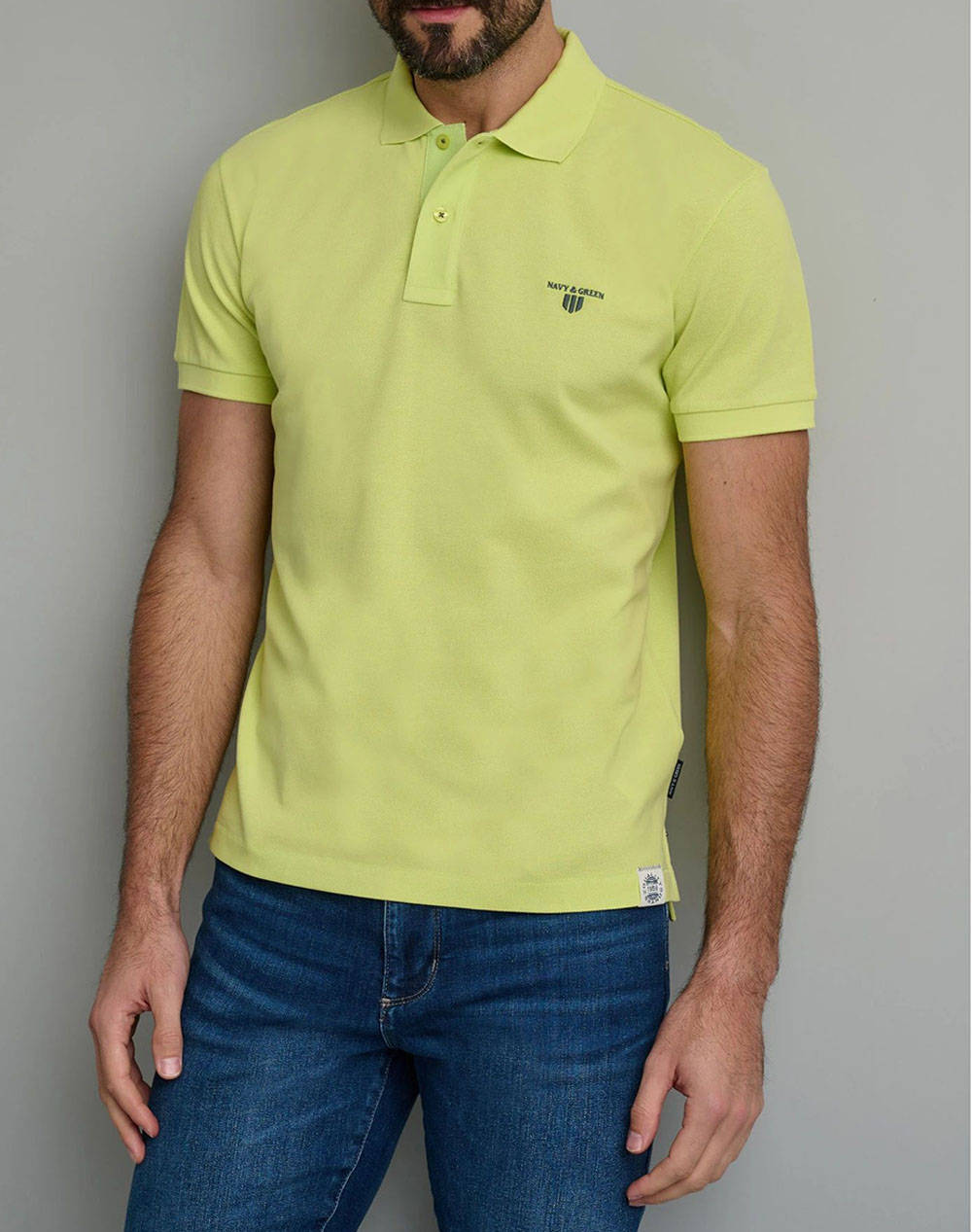 Navy & Green T Shirt Paie Polo, Young Line Men Clothes T Shirts & Sweatshirts Polo Lime Cotton 24Ge.304/Yl.6 Lemon Male Polo