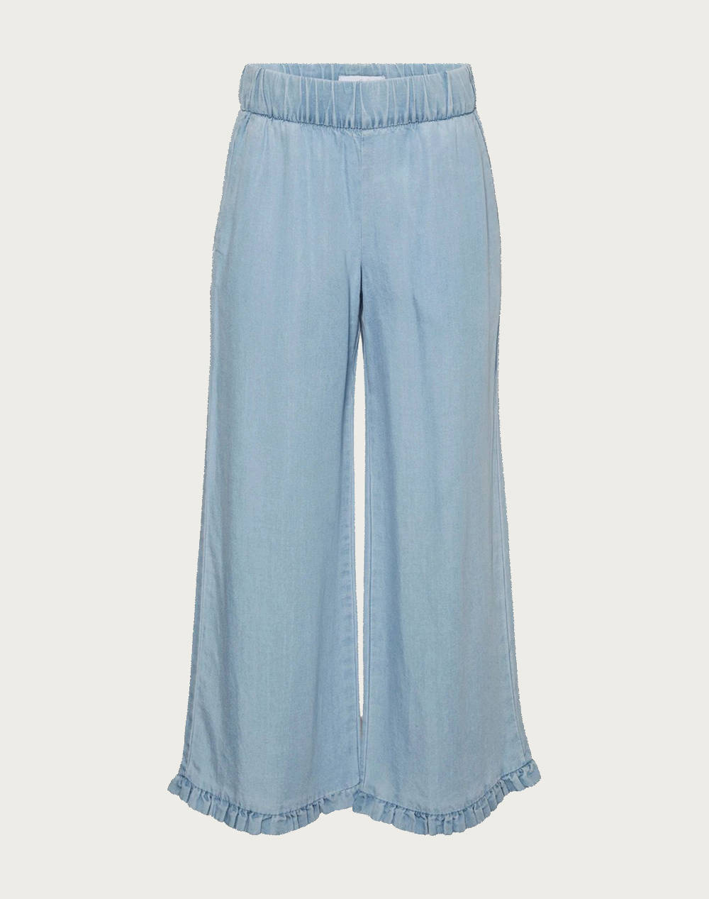Vero Moda Vmharper Wide Frill Pant Ga Girl Kids Girl Clothes Trousers Denimlightblue Synthetic 10283853 Light Blue Denim Female Trousers Blue