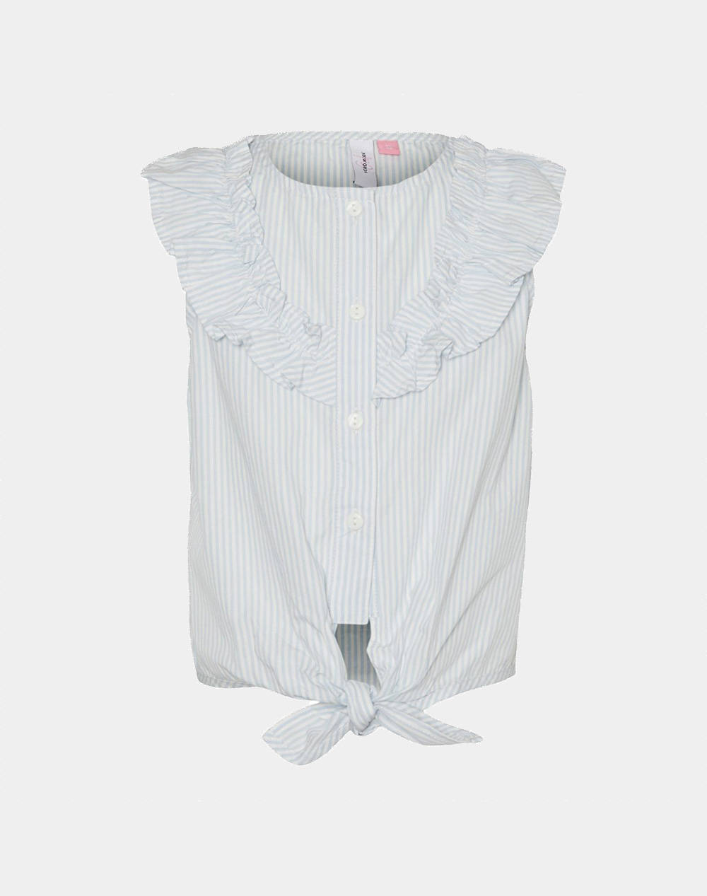 Vero Moda Vmcora Sl Knot Top Wvn Girl Kids Girl Clothes Shirts Lightblue Cotton 10287388 Skyway Female Shirts Blue
