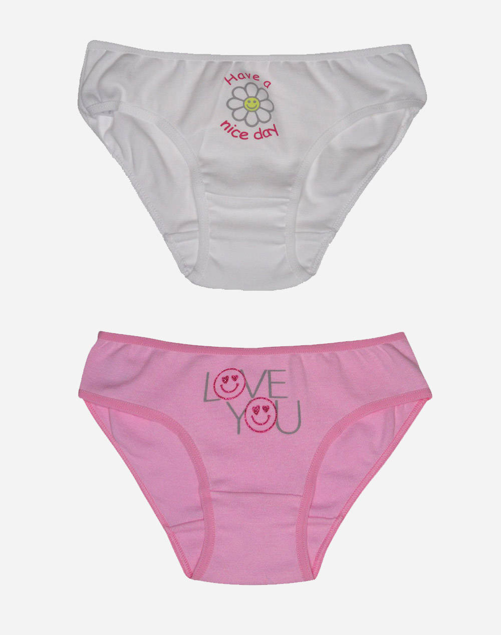 Pretty Baby 2Pcs Panties Print Kids Girl Underwear Briefs Mixed Cotton 37723 Λευκο Female Briefs