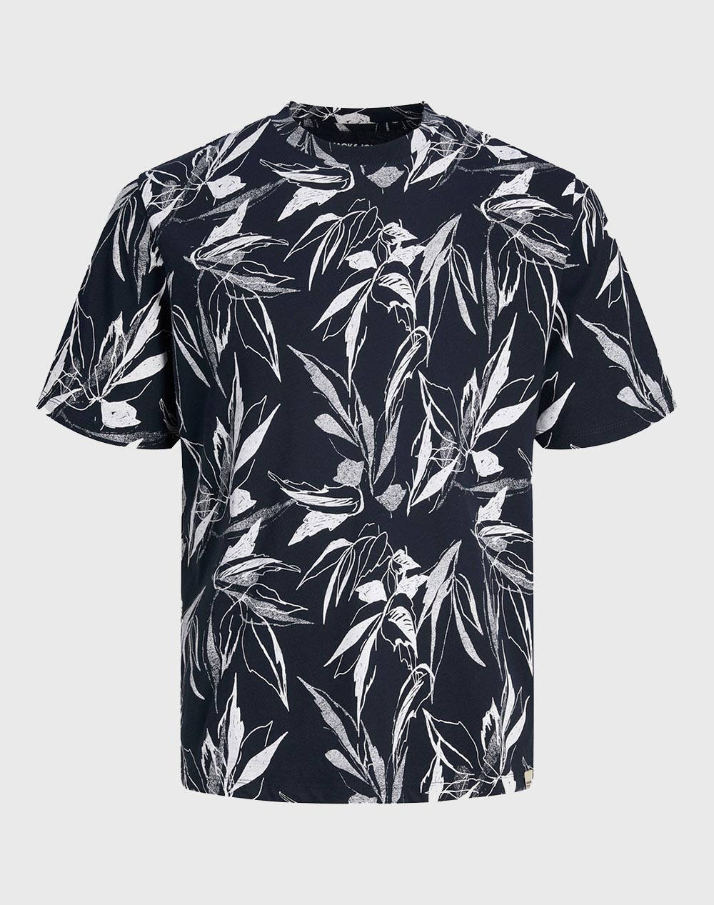 Jack&Jones Jorcrayon Aop Tee Ss Crew Neck Jnr Kids Boy Clothes T Shirts Darkblue Cotton,Jersey 12230789 Navy Blazer Male T-Shirts Blue