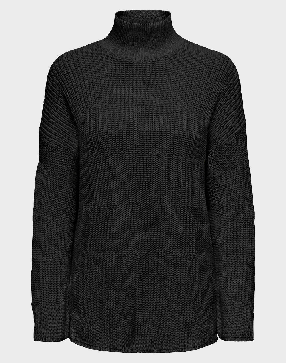 Only Onlbella Life High Neck Knt Women Clothes Tops Knits Black Cotton,Synthetic 15279777 Black Female Knits Black