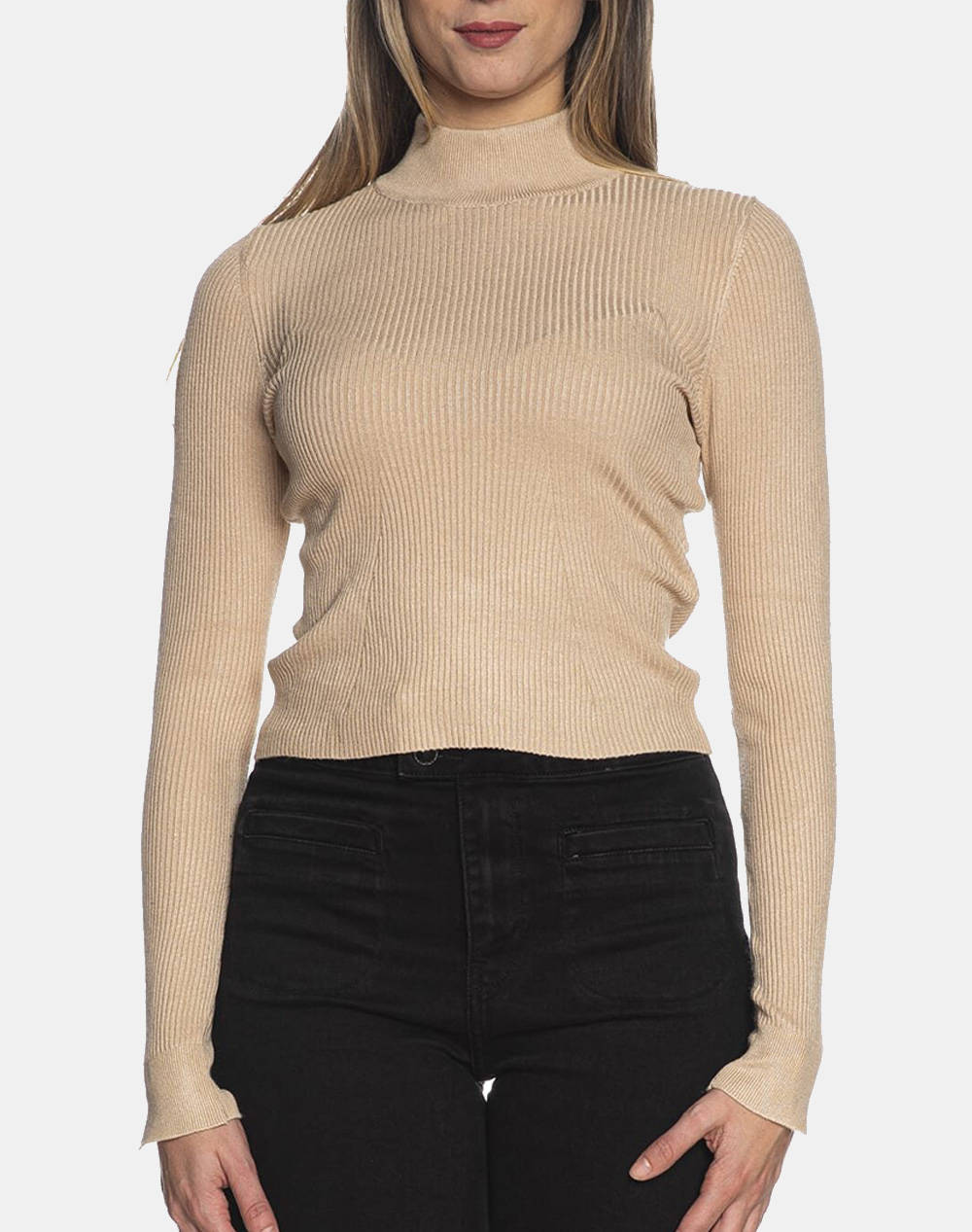 Only Onljulie Life Knt Women Clothes Tops Knits Biege Viscose,Synthetic 15302351 Oxford Tan Female Knits Biege