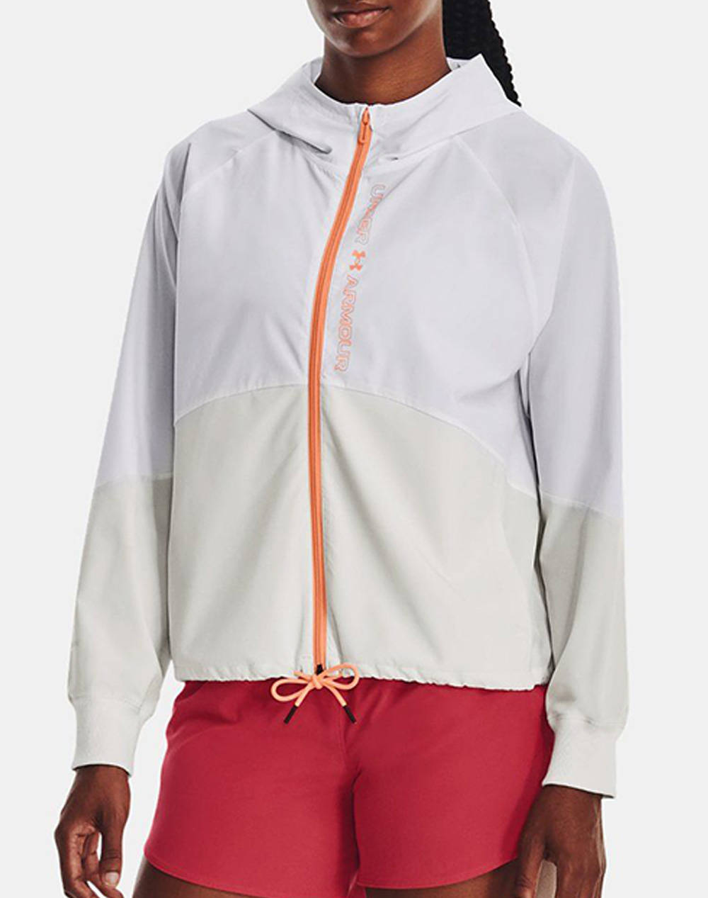 Under Armour Woven Fz Jacket Women Clothes Tops Sweatshirts Lightgray Elastic,Synthetic 1369889 91G0 Female Sweatshirts