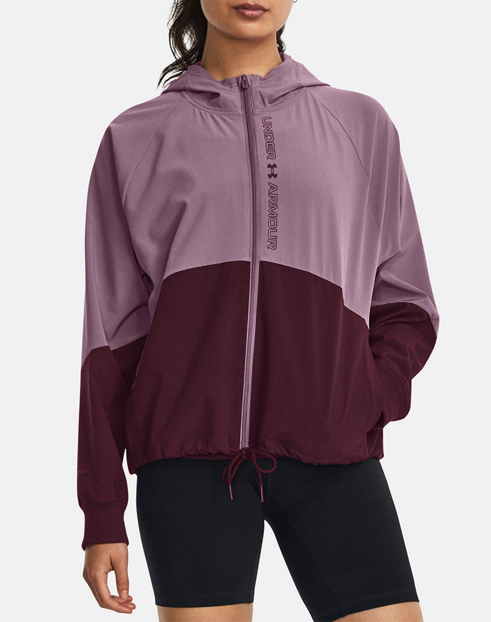 Under Armour Woven Fz Jacket Women Clothes Tops Sweatshirts Purple Elastic,Synthetic 1369889 500 Female Sweatshirts