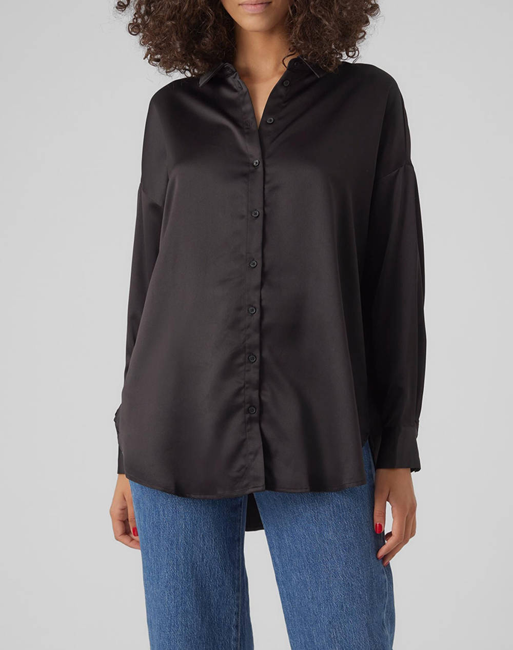 Vero Moda Vmmerle Oversize Shirt Women Clothes Shirts Black Synthetic 10294095 Black Female Shirts Black