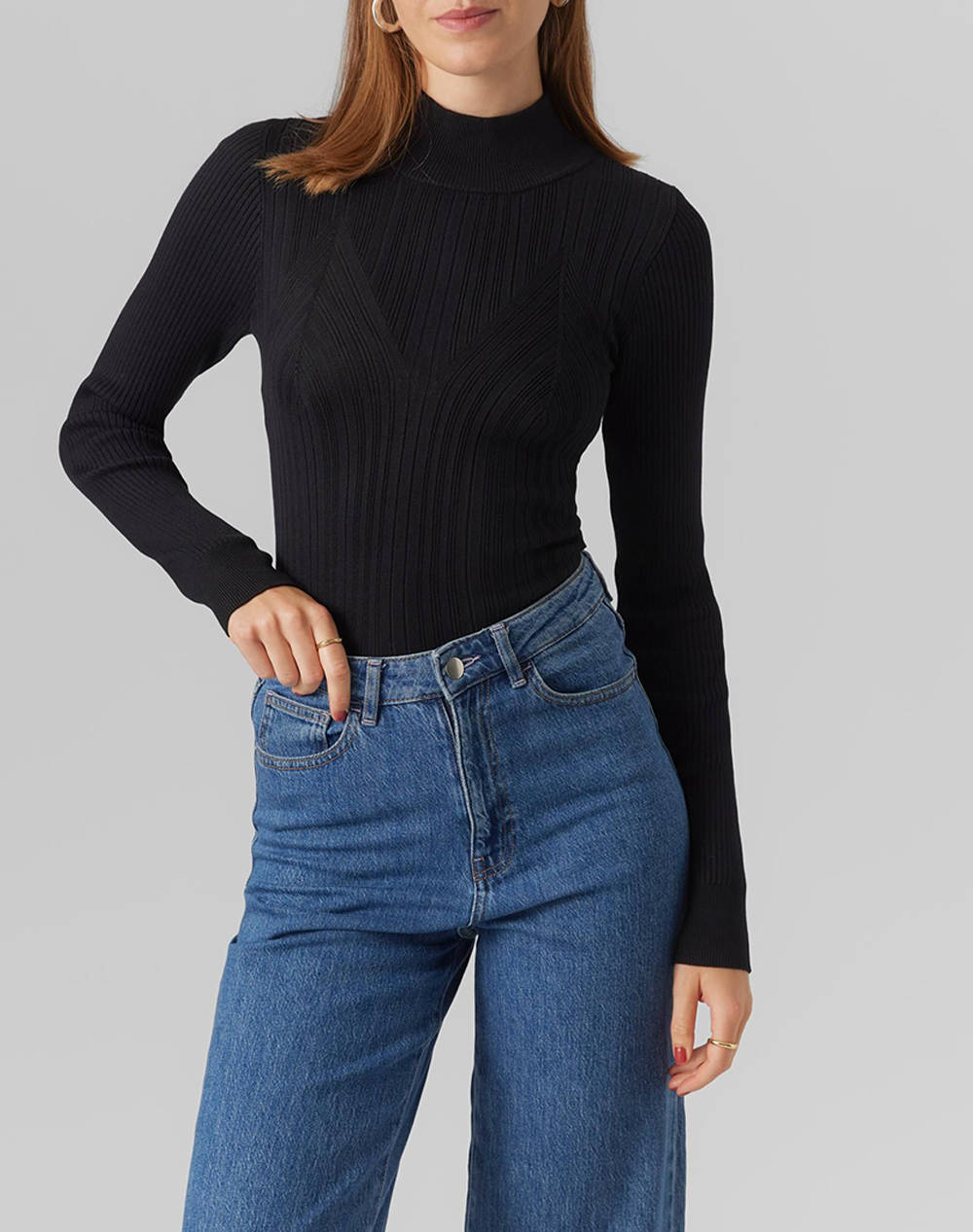 Vero Moda Vmsally Pullover Ga Women Clothes Tops Knits Black Viscose,Synthetic 10293750 Black Female Knits Black