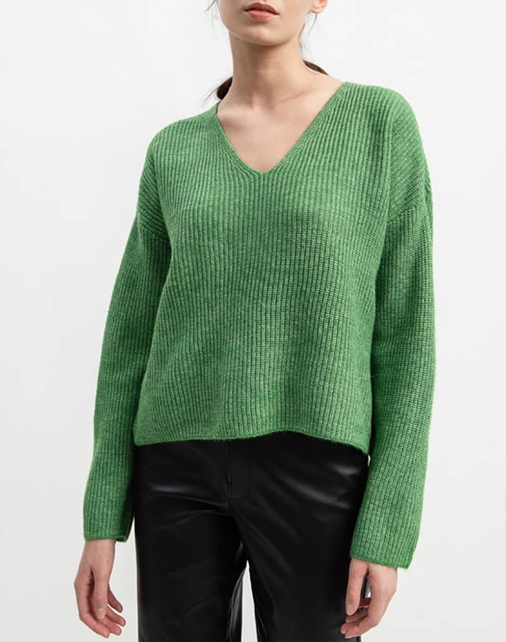 Vero Moda Vmhadassah V Neck Knit Vma Women Clothes Tops Knits Green Wool,Woolen Mixture,Synthetic 10298095 Juniper Female Knits Green