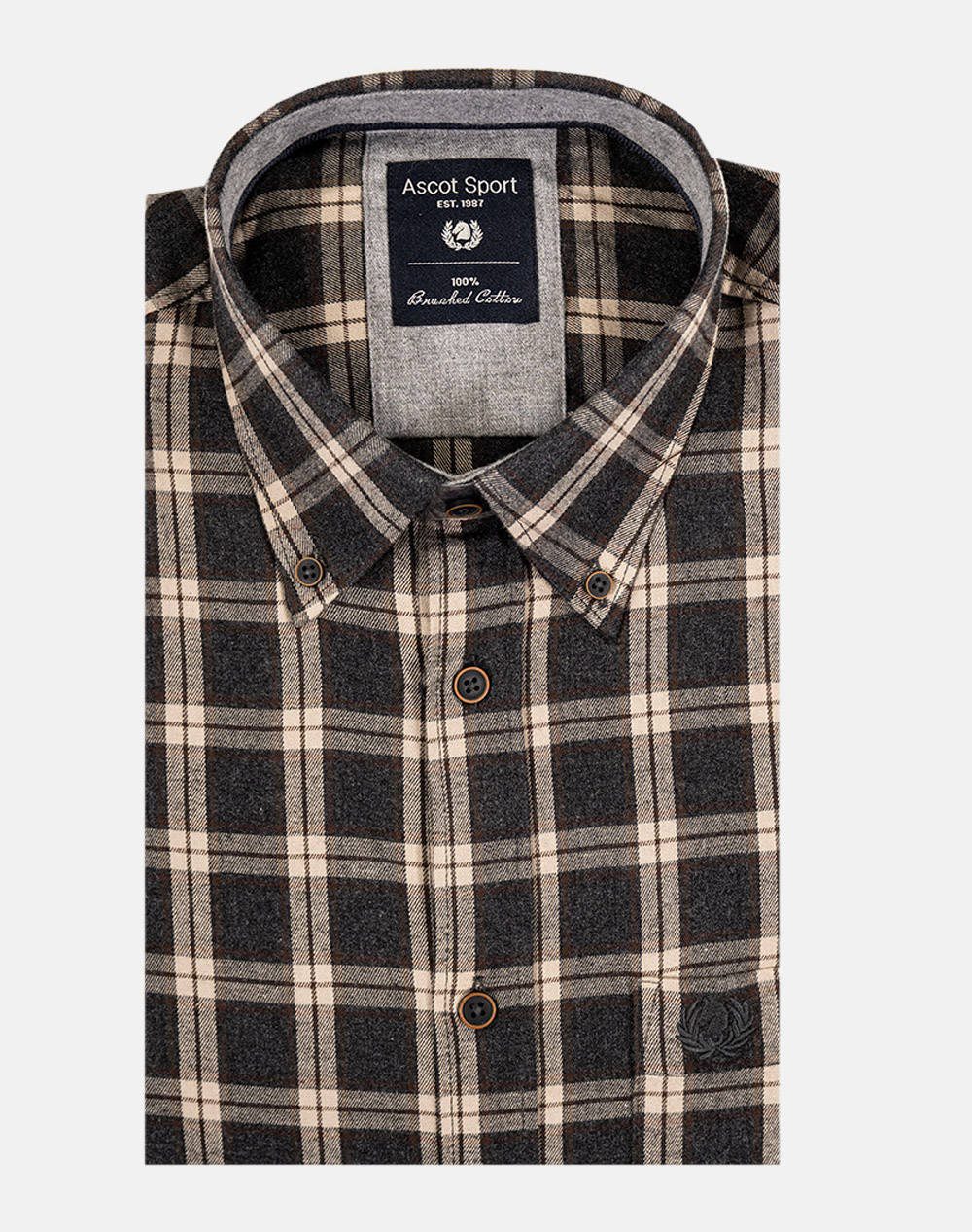 Ascot Πουκαμισο Ανδρας Ρουχα Πουκαμισα Darkbrown Βαμβακι 15684212 40