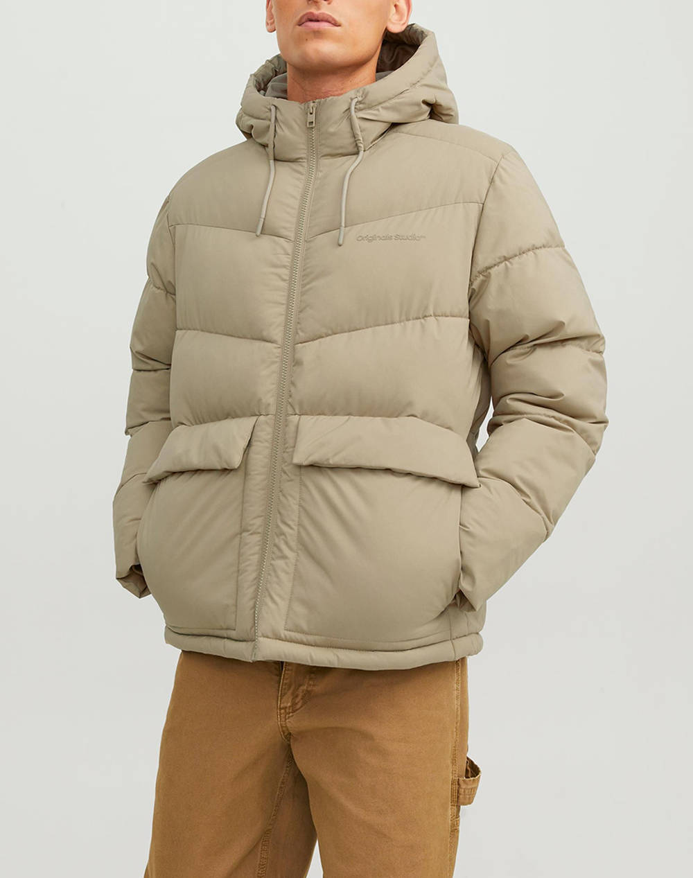 Jack&Jones Jorvesterbro Puffer Jacket Men Clothes Outerwear Jackets Ecru Synthetic 12238849 Coriander Male Jackets