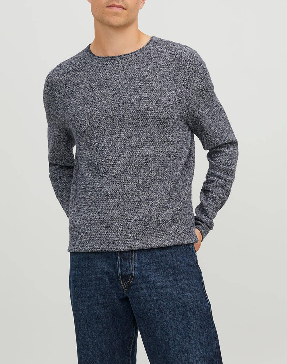 Jack&Jones Jprblumiguel Knit Crew Neck Noos Men Clothes T Shirts & Sweatshirts Knits Steelblue Cotton 12238557 Maritime Blue Male Knits Blue