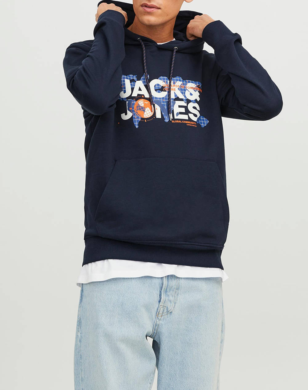 Jack&Jones Jcodust Sweat Hood Sn Men Clothes T Shirts & Sweatshirts Sweatshirts Navyblue Cotton,Synthetic 12240214 Navy Blazer Male Sweatshirts Blue