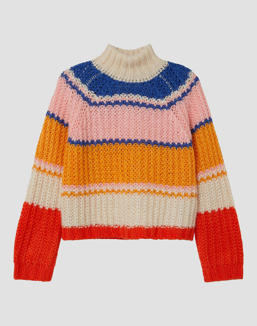 Name It Nkfnamette Loose Turtle Neck Knit Kids Girl Clothes Sweaters Multi Synthetic 13221504 Buttercream Female Sweaters