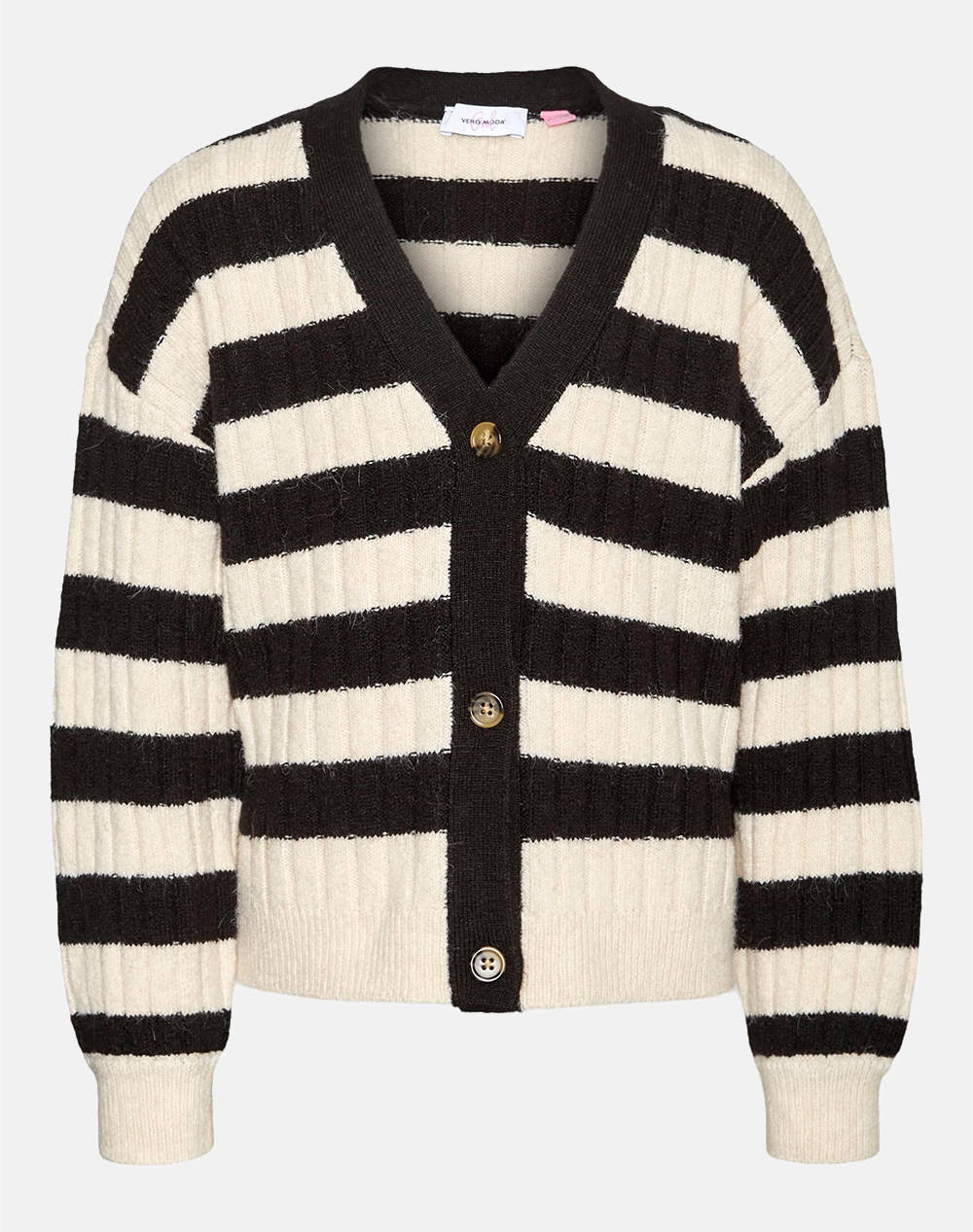 Vero Moda Vmelya V Neck Cardigan Ga Boo Girl Kids Girl Clothes Cardigans Black Elastic,Woolen Mixture,Synthetic 10297818 Blackbirch + Fake Horn But