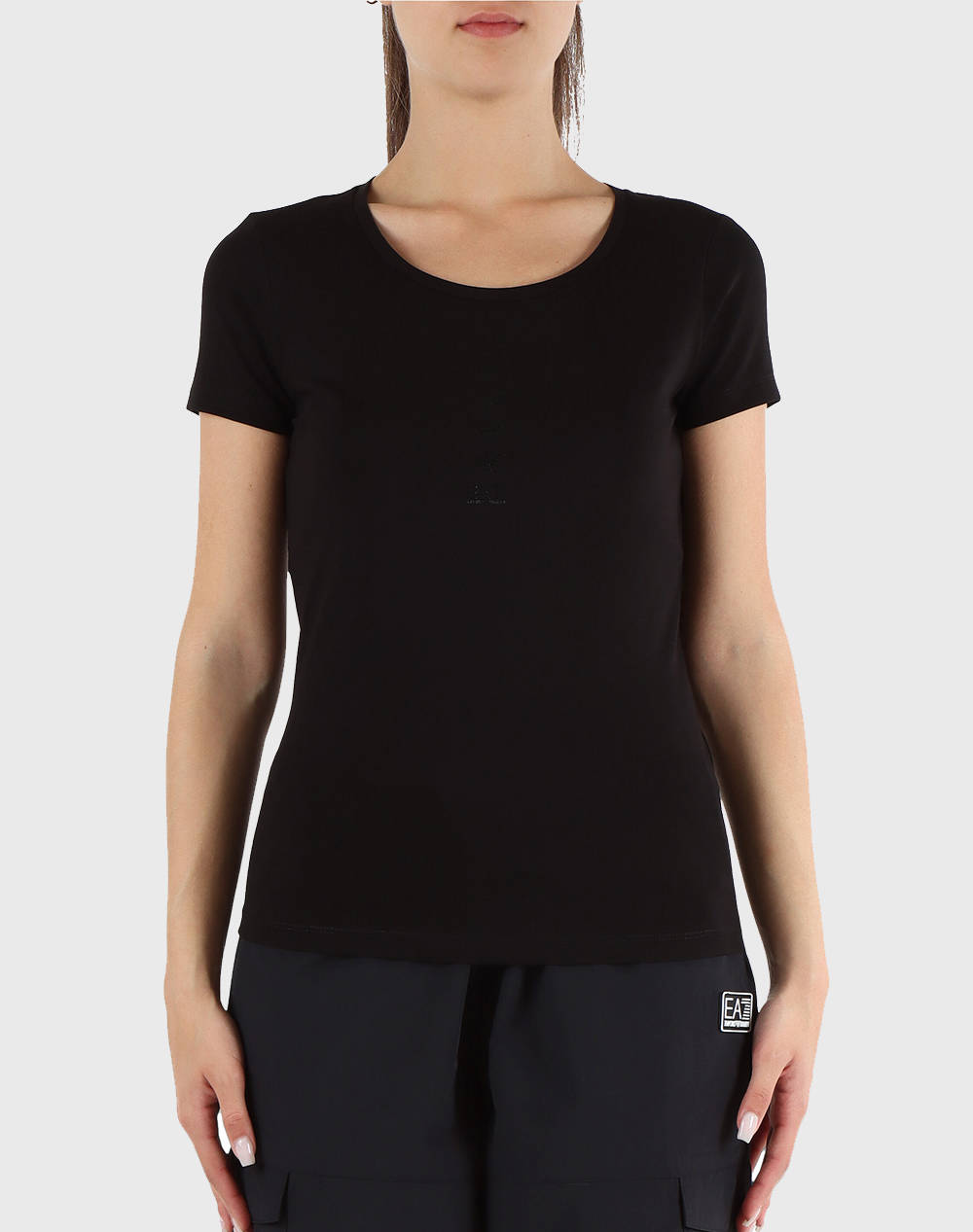 Ea7 T Shirt Women Clothes Tops T Shirts Totalblack Cotton,Elastic 3Dtt20Tjfkz 0228 Female T-Shirts Black