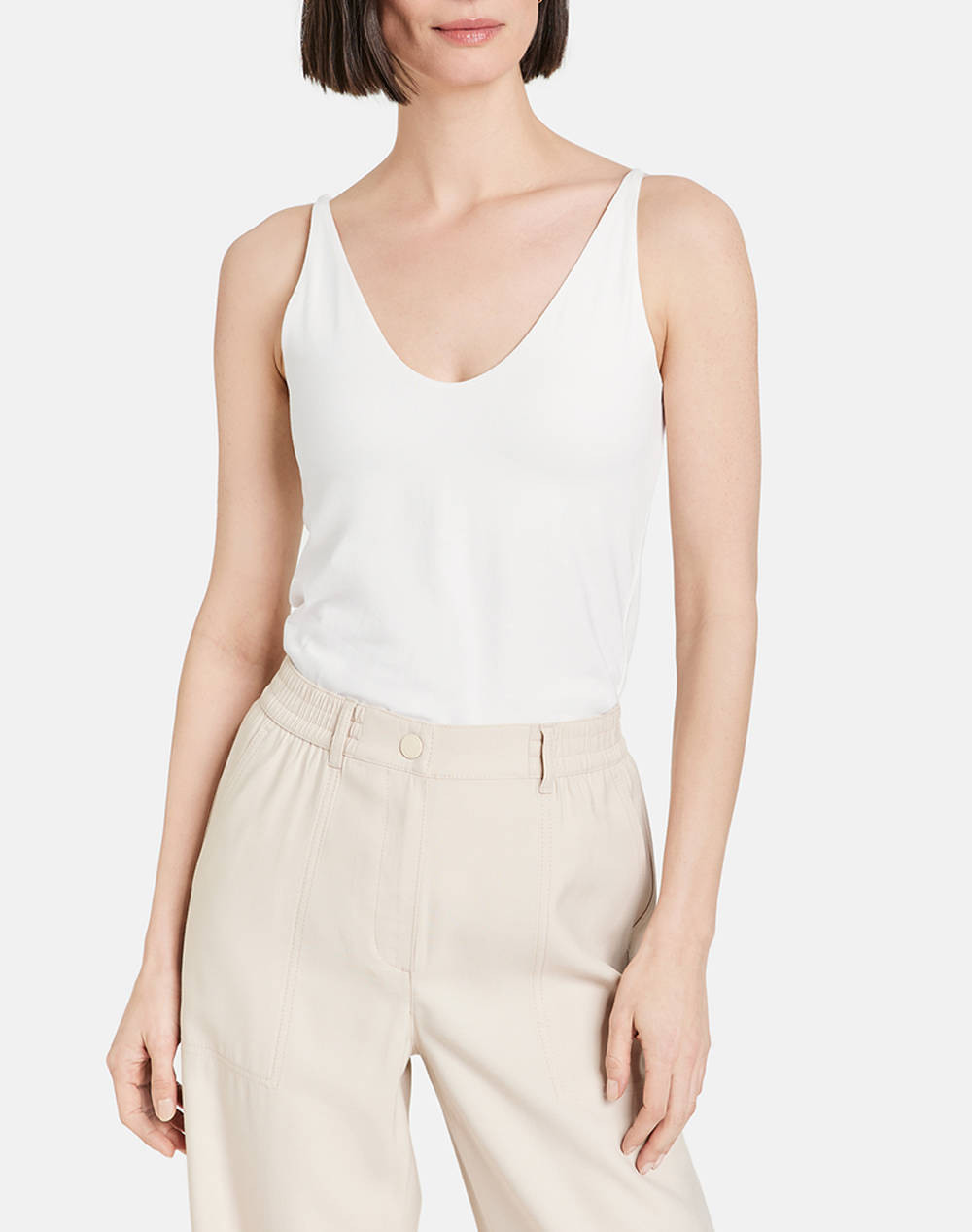 Gerry Weber Top Jersey Women Clothes Tops Tops/Bodies Offwhite Cotton,Elastic 370200 35005 99700 Female Tops/Bodies